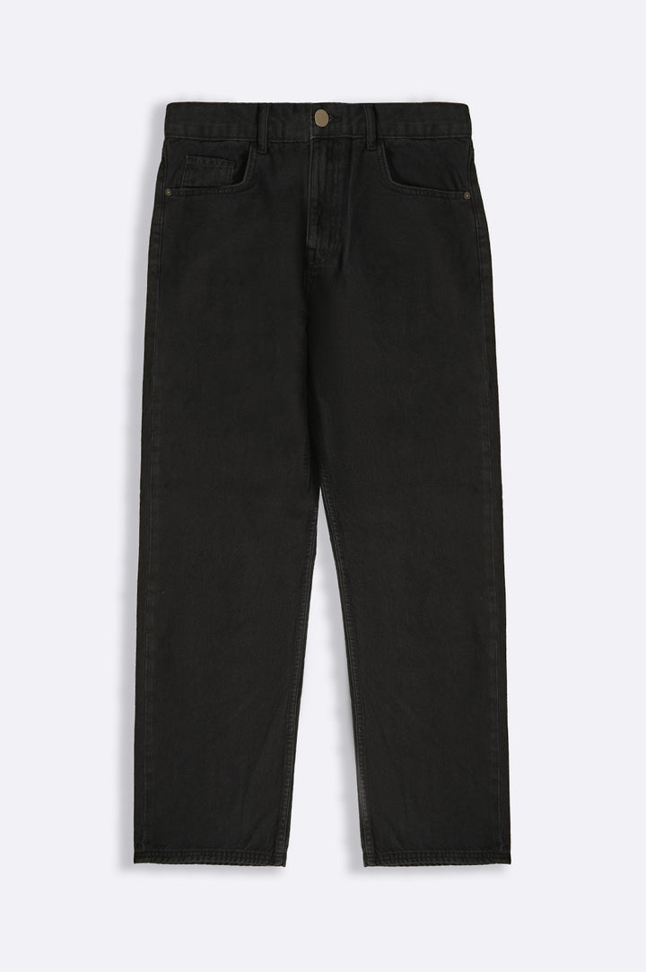 BLACK REGULAR STRAIGHT FIT JEANS