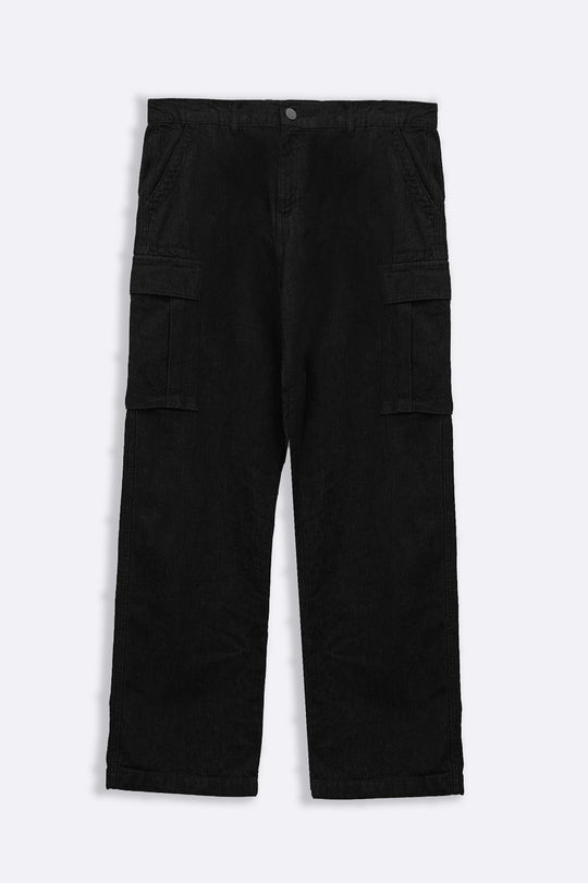 BLACK RELAXED CARGO JEANS