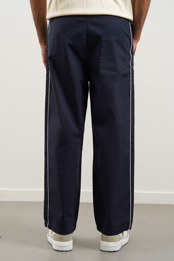 NAVY LOOSE COTTON TROUSERS