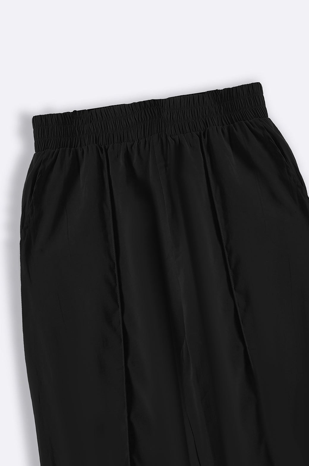 BLACK STONEWASH PLEATED TROUSERS