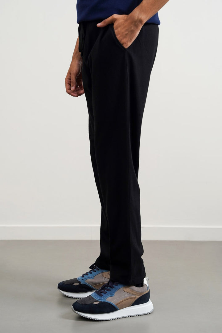 BLACK JACQUARD TROUSERS