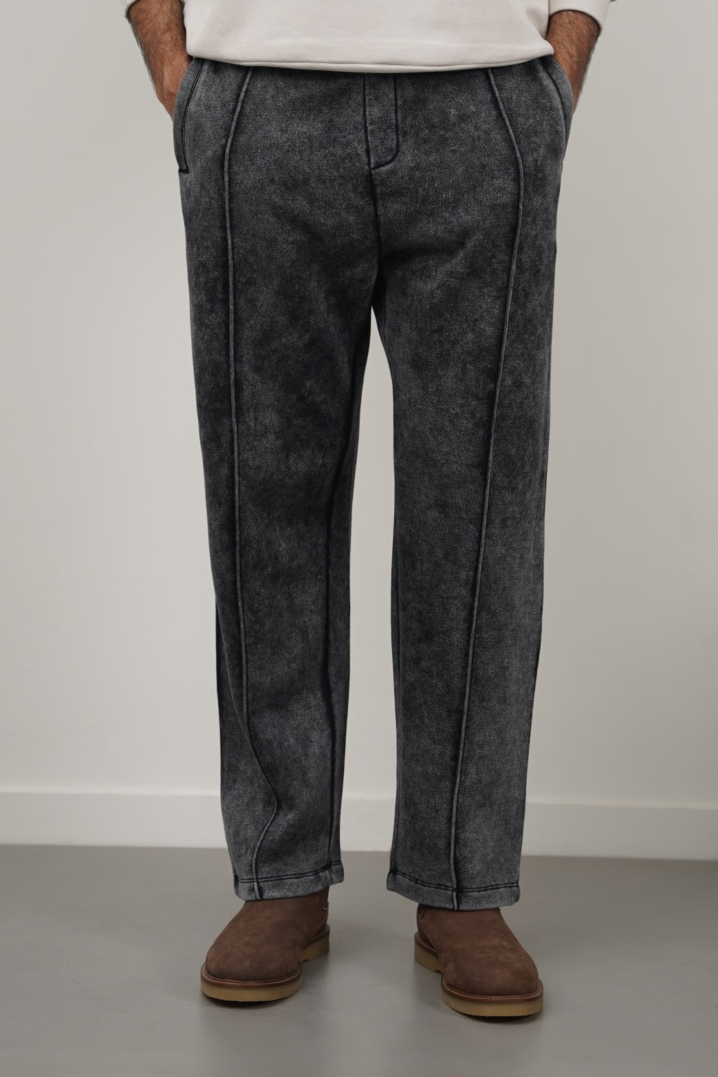 CHARCOAL SOFT COTTON FLEECE PANTS