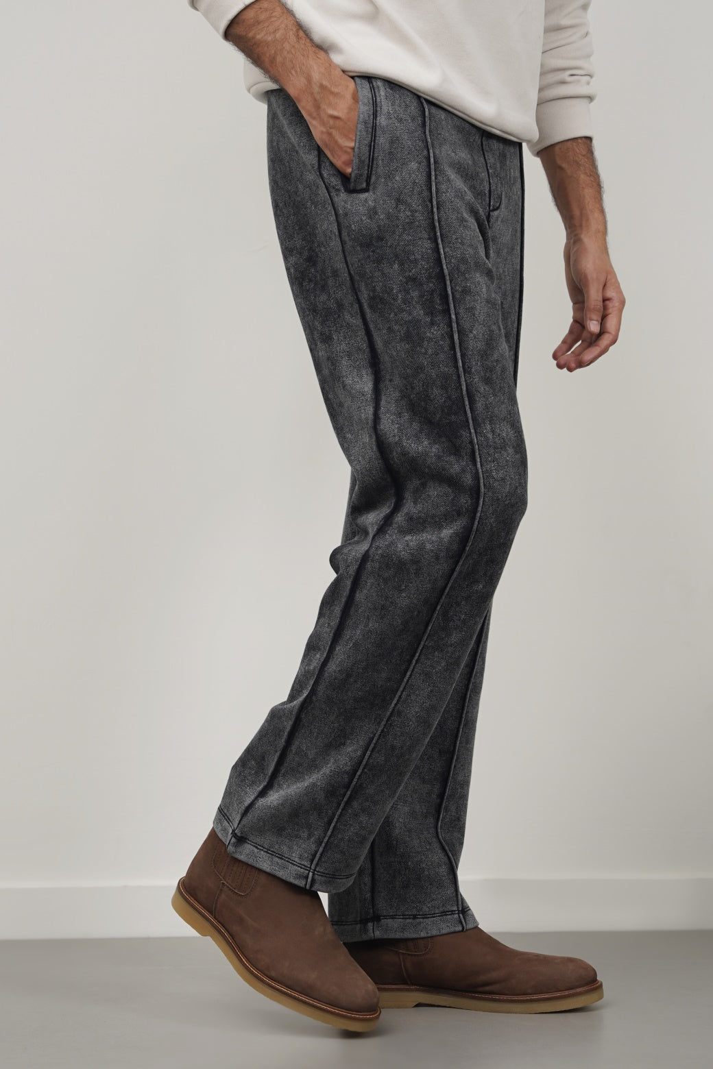 CHARCOAL SOFT COTTON FLEECE PANTS