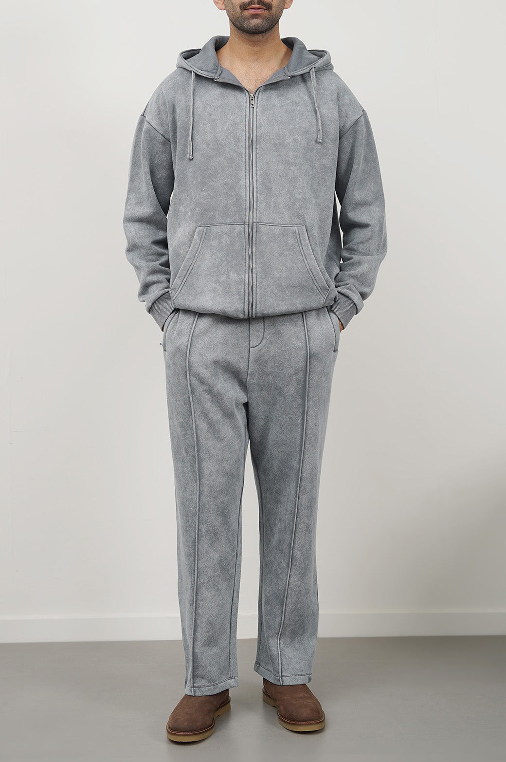 GREY SOFT COTTON FLEECE PANTS