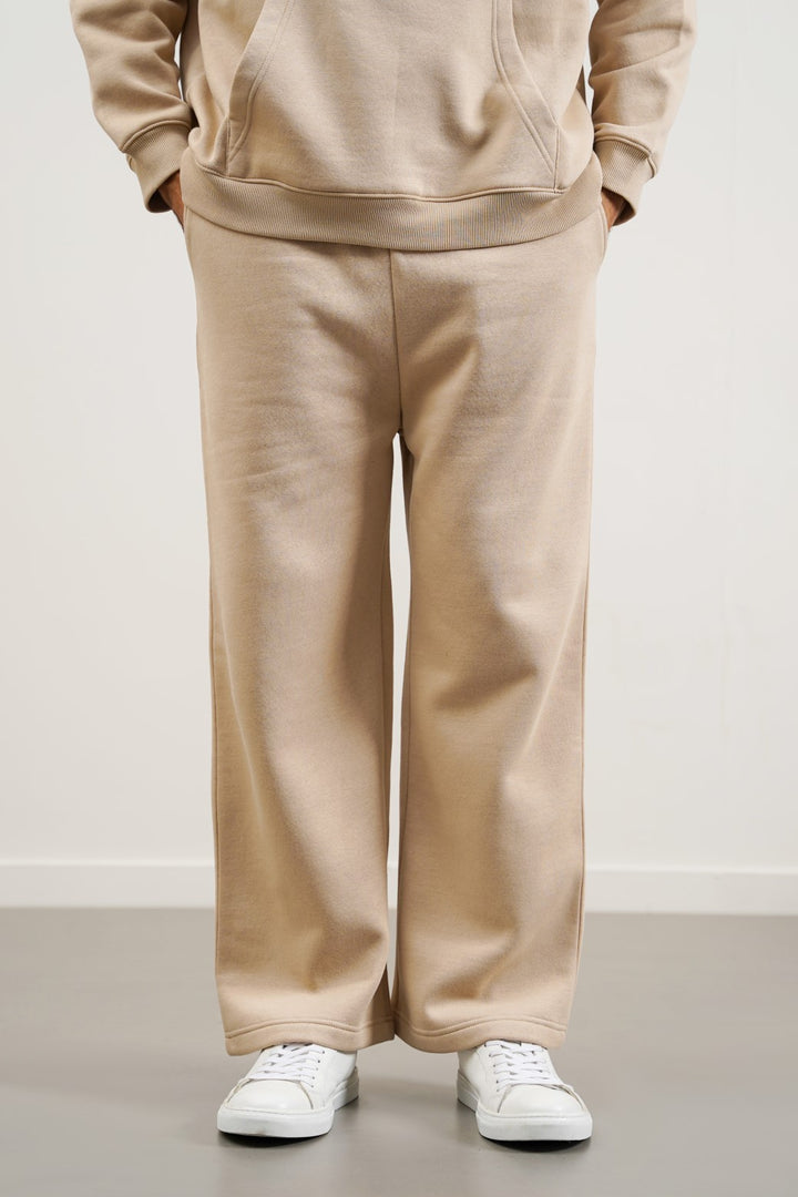 BEIGE STRAIGHT PANTS WITH DRAWSTRING