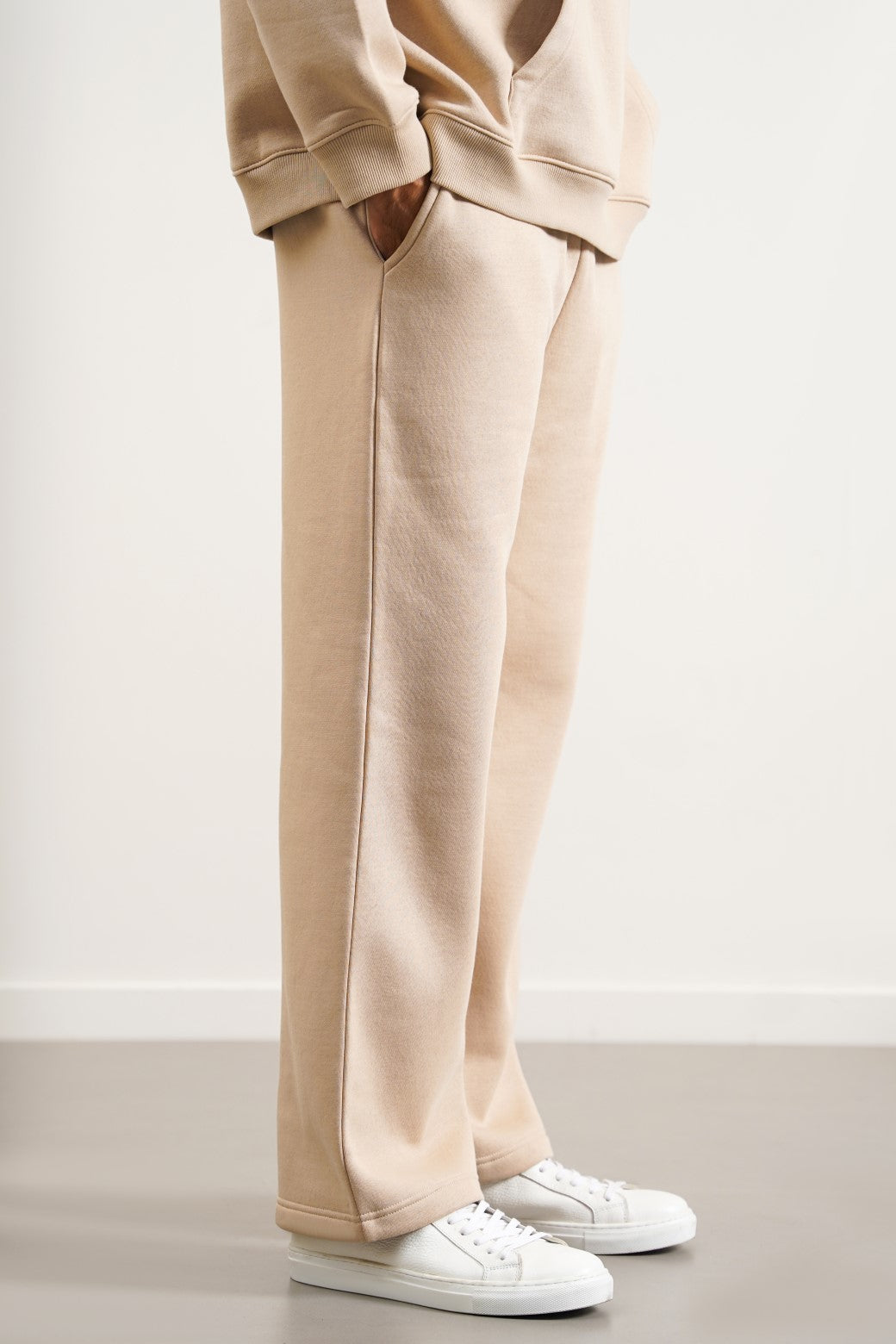 BEIGE STRAIGHT PANTS WITH DRAWSTRING