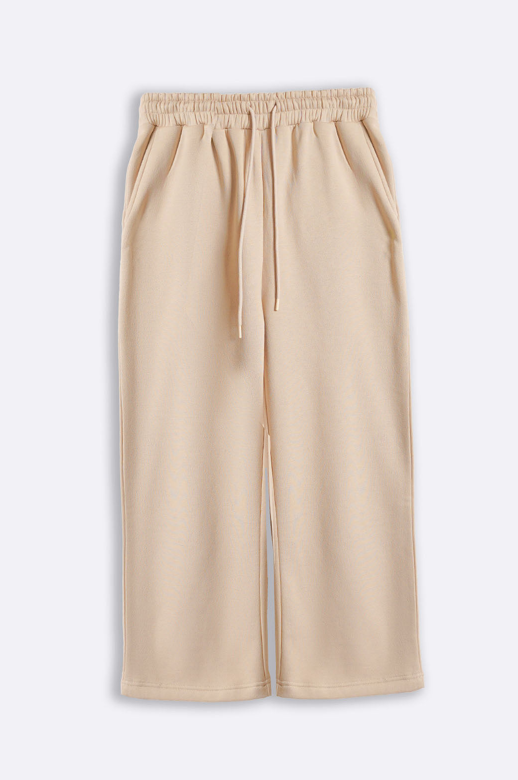 BEIGE STRAIGHT PANTS WITH DRAWSTRING