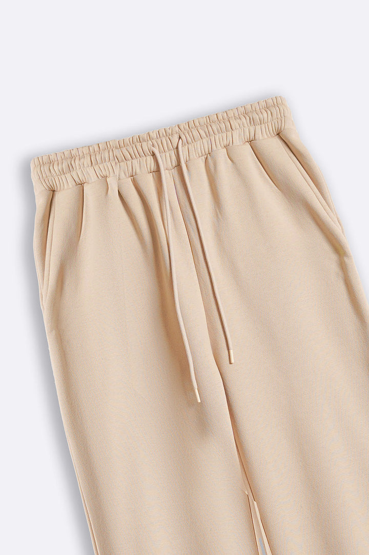 BEIGE STRAIGHT PANTS WITH DRAWSTRING