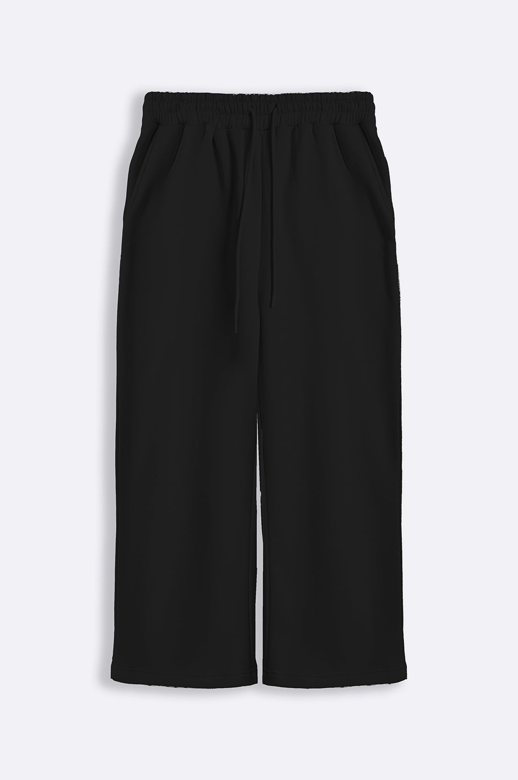 BLACK STRAIGHT PANTS WITH DRAWSTRING