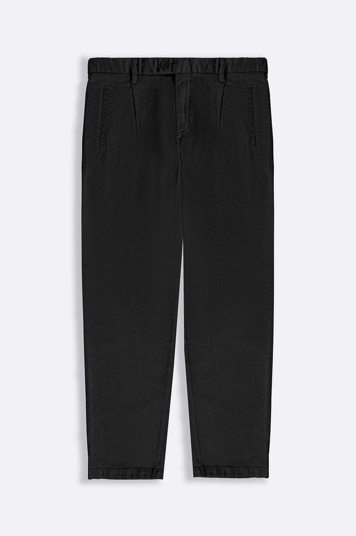 BLACK STRAIGHT TWILL PANTS