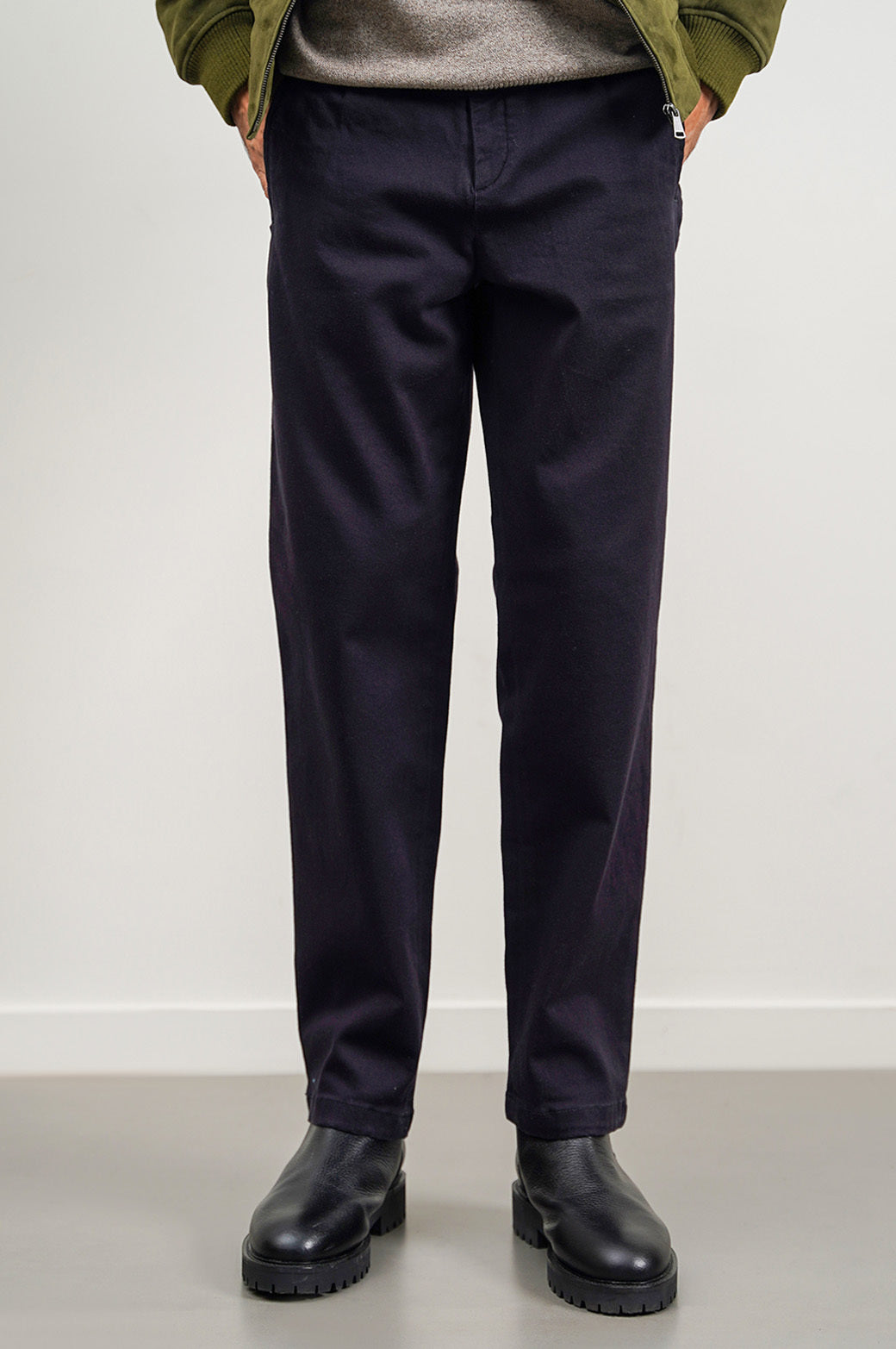 BLACK STRAIGHT TWILL PANTS