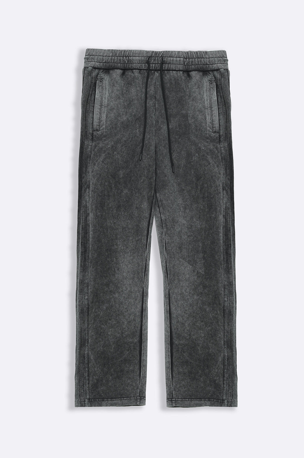 BLACK SIDE STRIPED WASHED TROUSERS