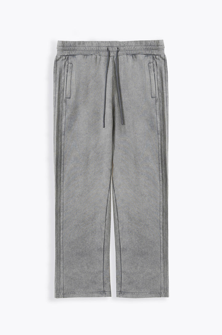 GREY SIDE STRIPED WASHED TROUSERS