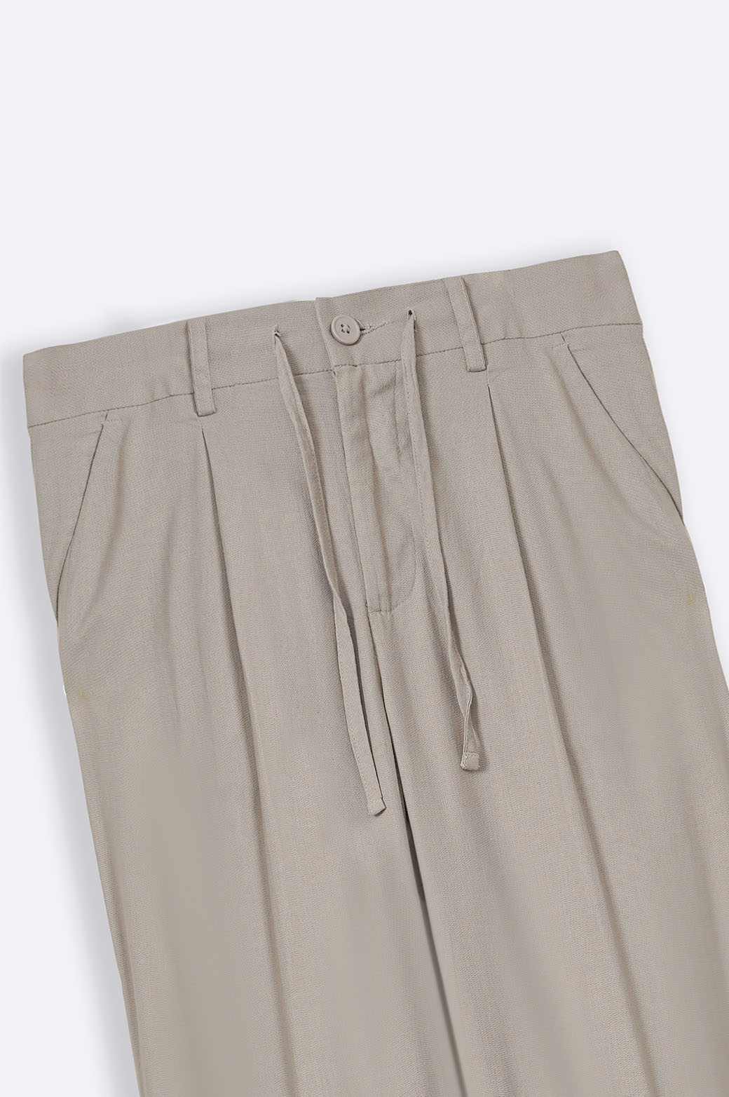 GREY LINEN PLEATED TROUSERS