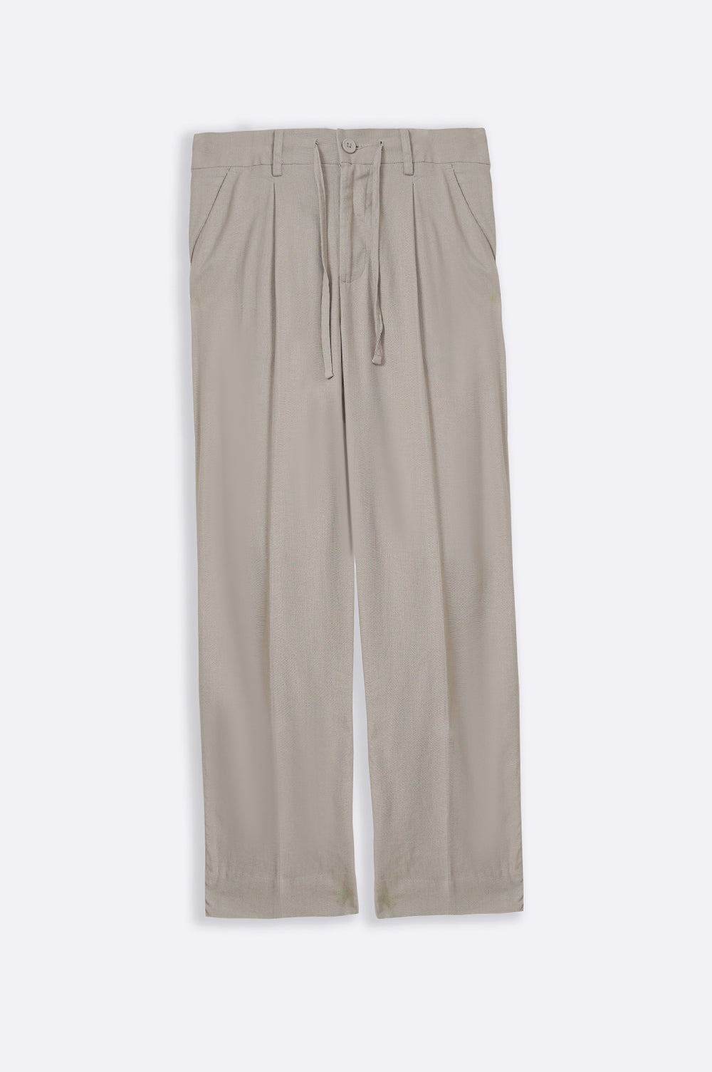 GREY LINEN PLEATED TROUSERS