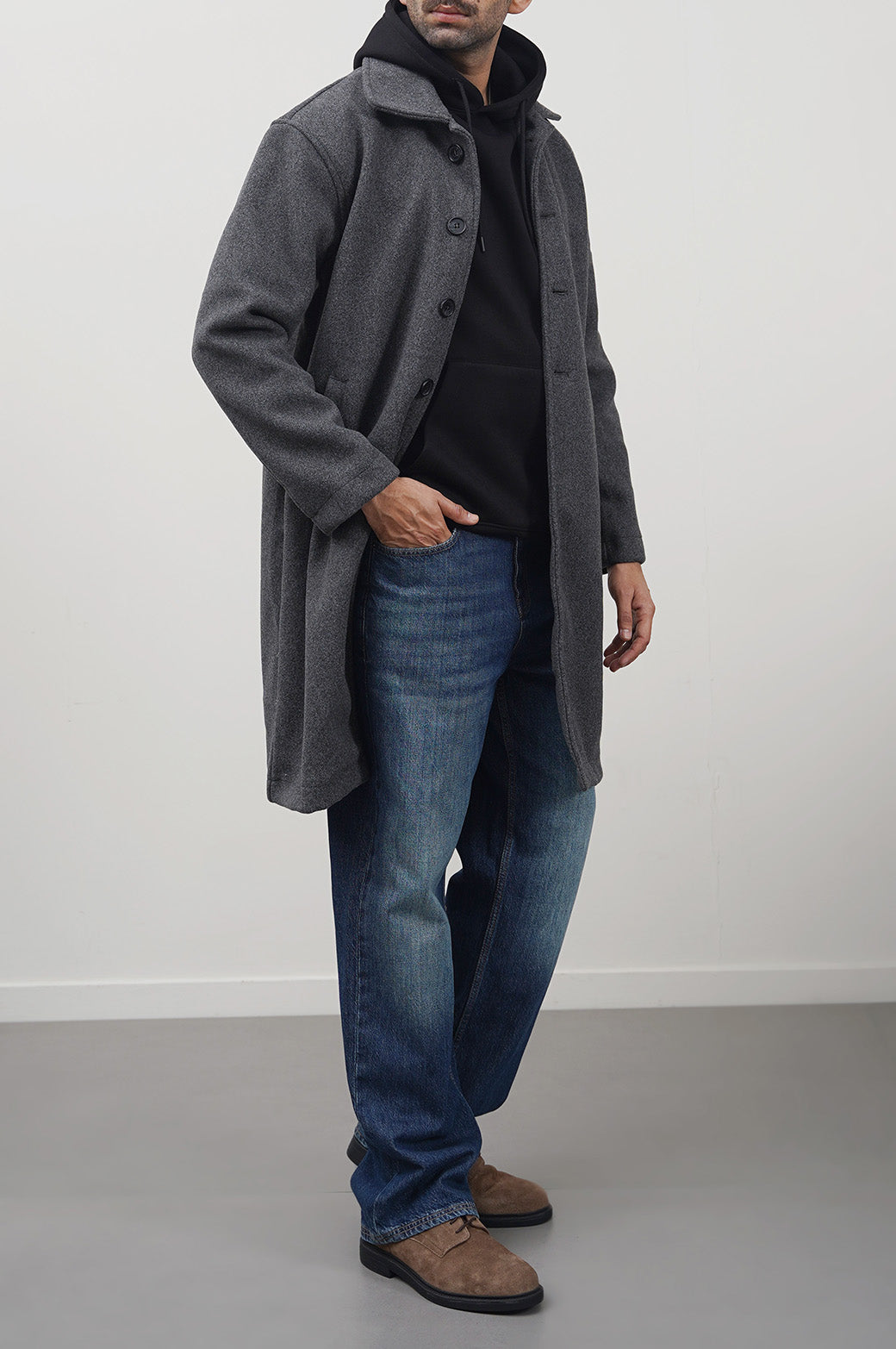 DARK GREY ESSENTIAL OVERCOAT