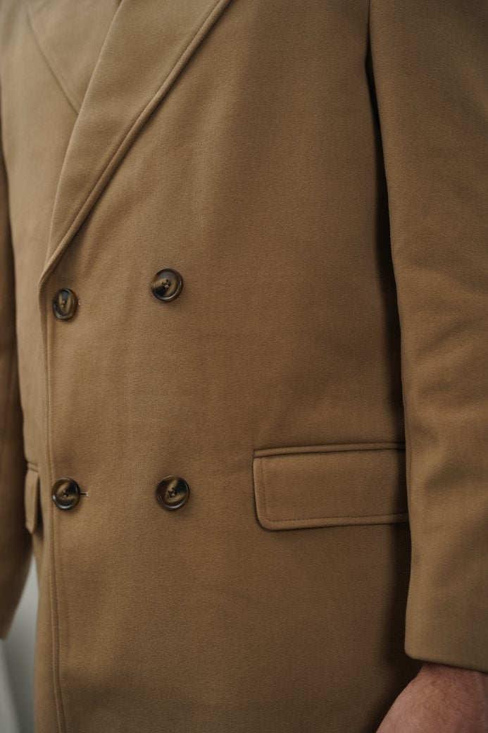 CAMEL DOUBLE BREASTED OVERCOAT