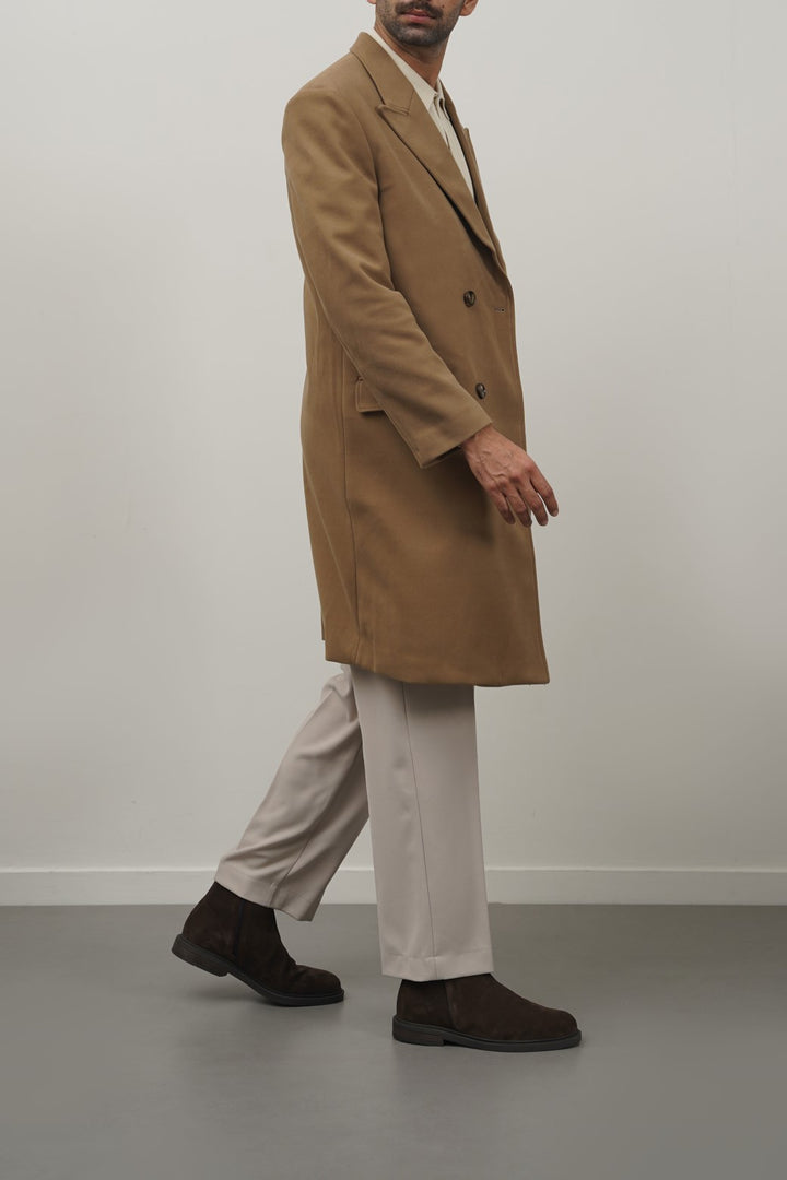 CAMEL DOUBLE BREASTED OVERCOAT