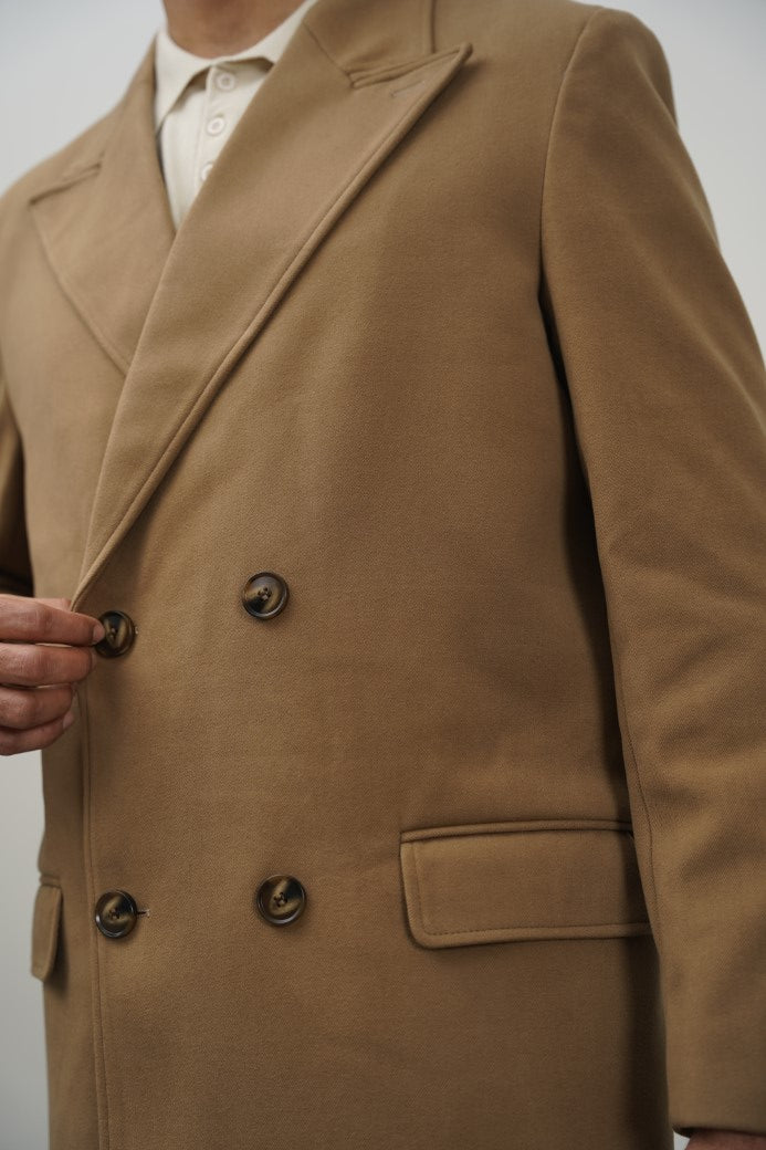 CAMEL DOUBLE BREASTED OVERCOAT