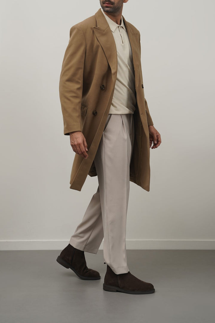 CAMEL DOUBLE BREASTED OVERCOAT