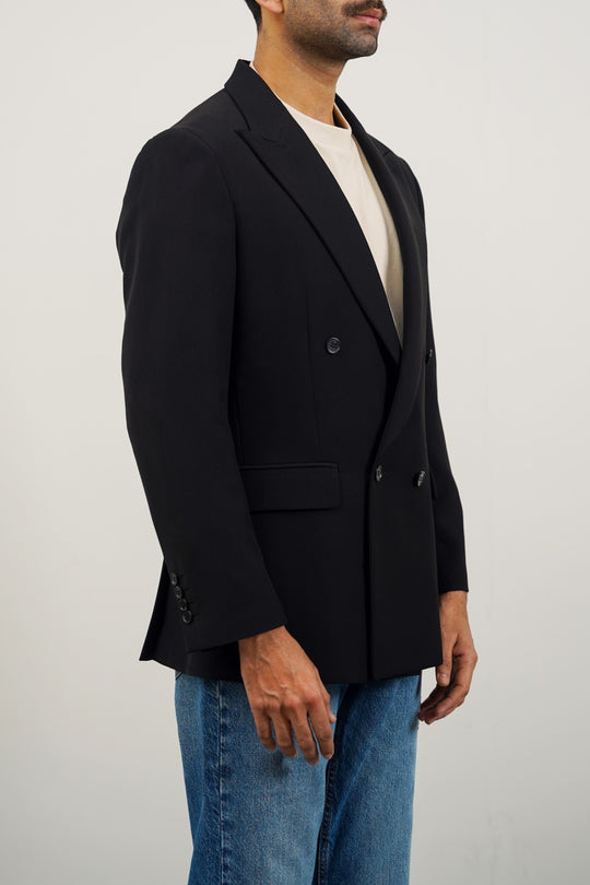 BLACK DOUBLE-BREASTED BLAZER