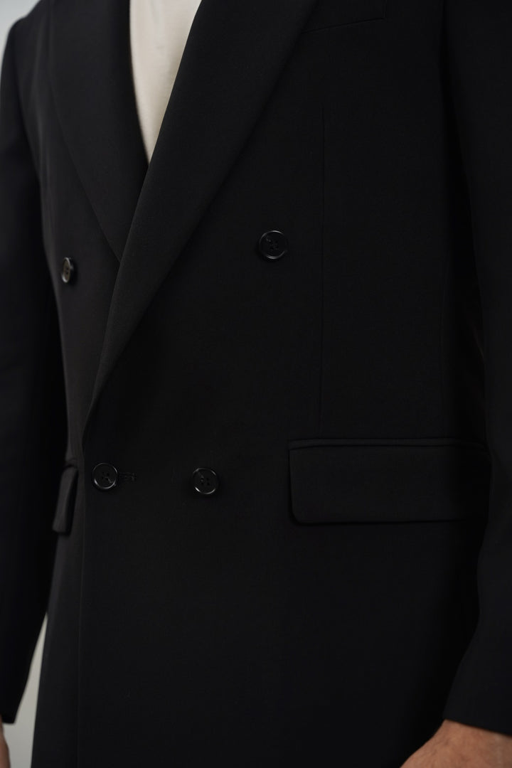 BLACK DOUBLE-BREASTED BLAZER