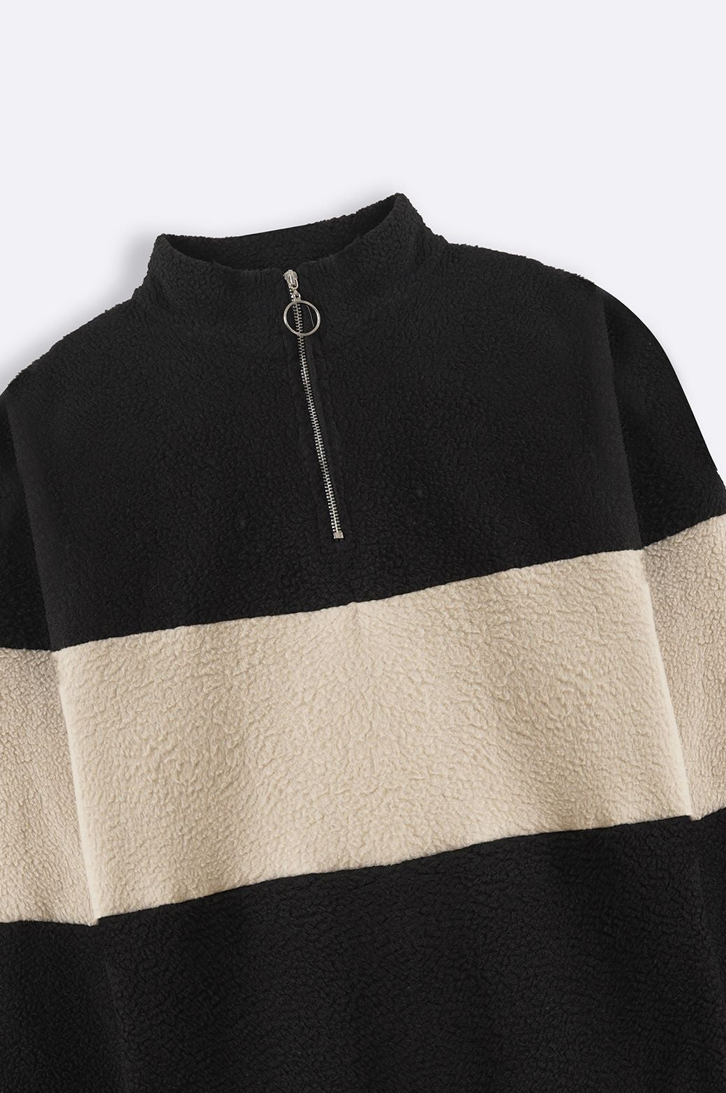 BLACK SHEARLING PULL-OVER