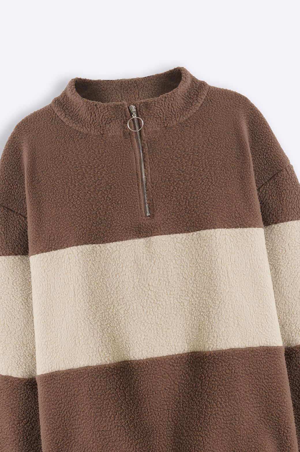 BROWN SHEARLING PULL-OVER