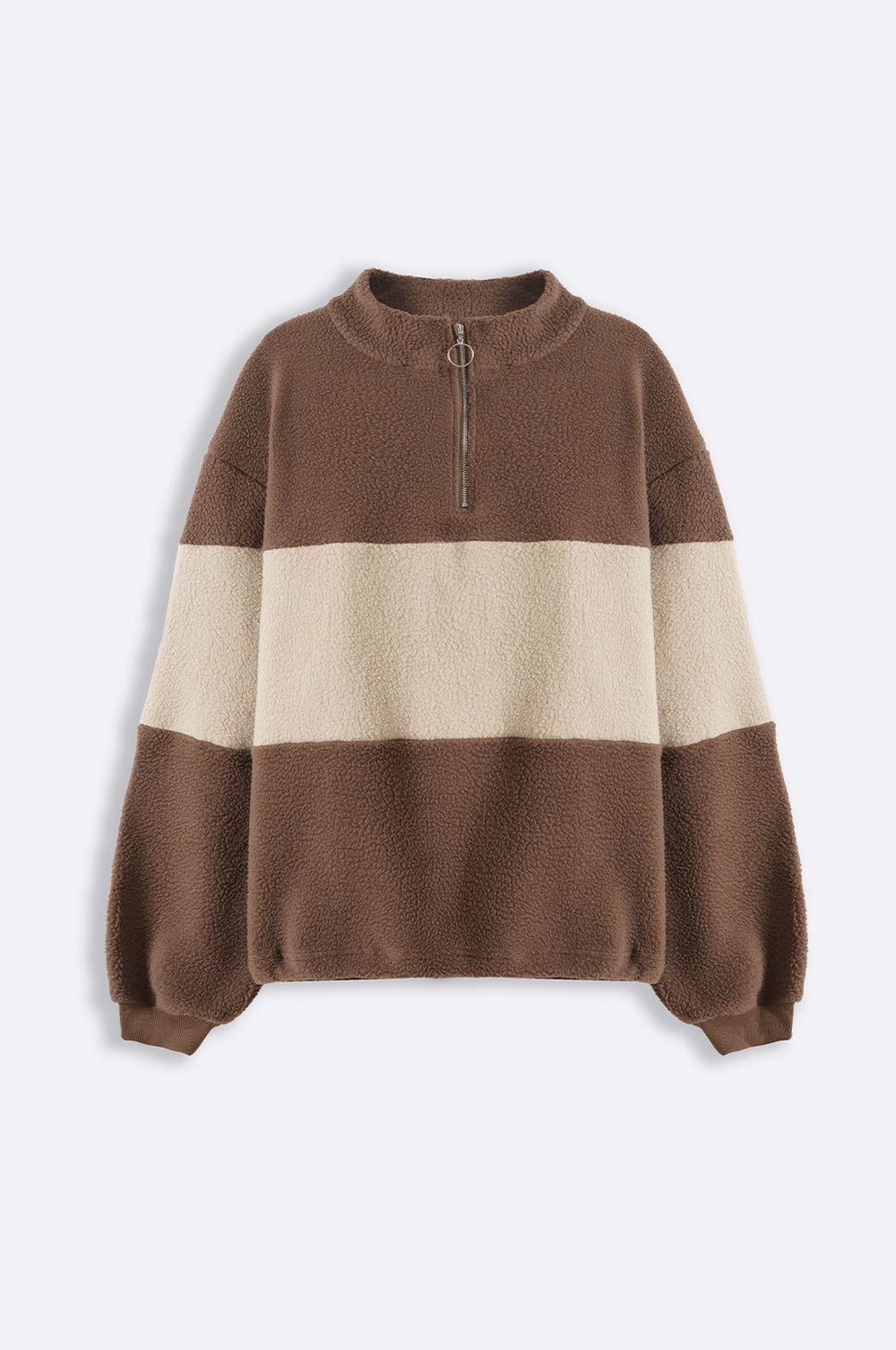 BROWN SHEARLING PULL-OVER