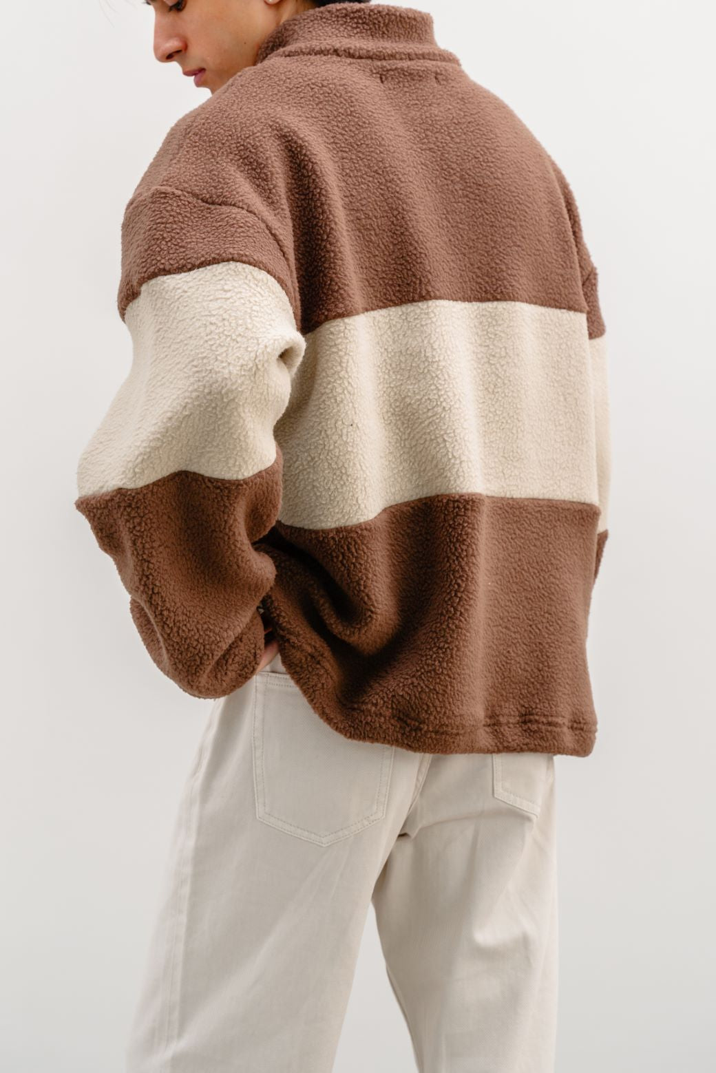 BROWN SHEARLING PULL-OVER