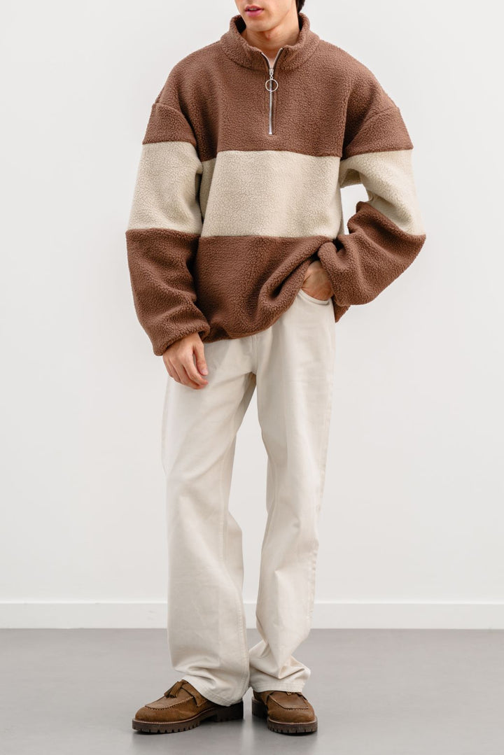 BROWN SHEARLING PULL-OVER