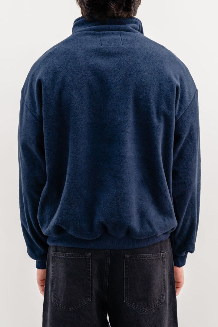 NAVY PLUSH PULL-OVER WITH SHORT ZIPPER