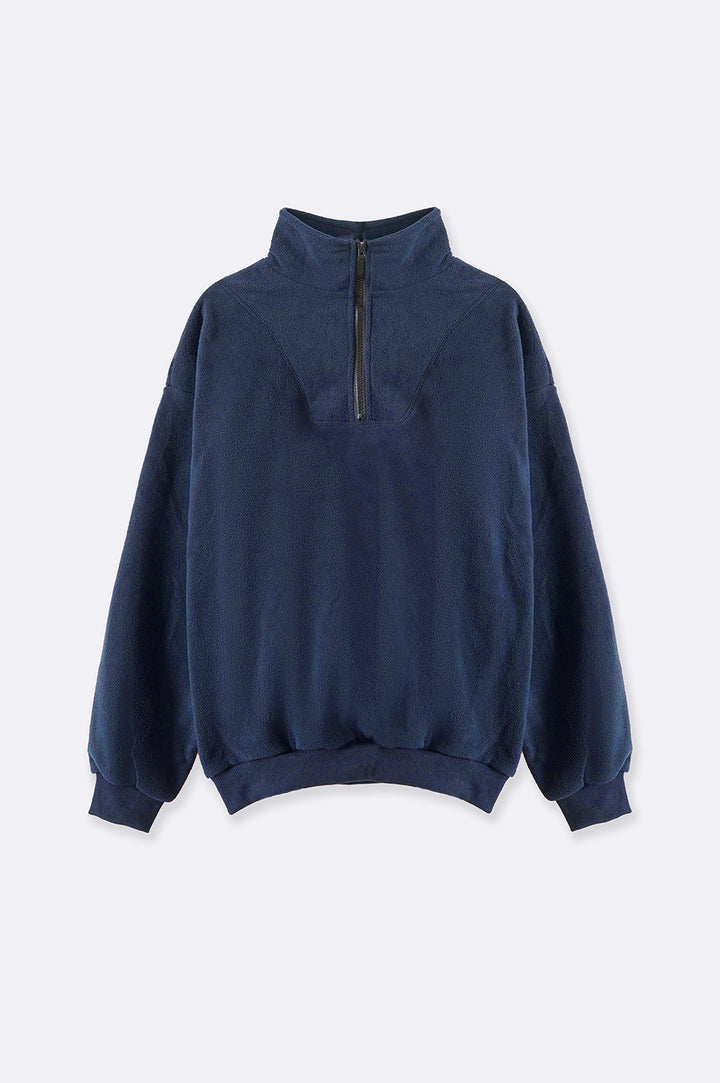 PLUSH PULL-OVER WITH SHORT ZIPPER