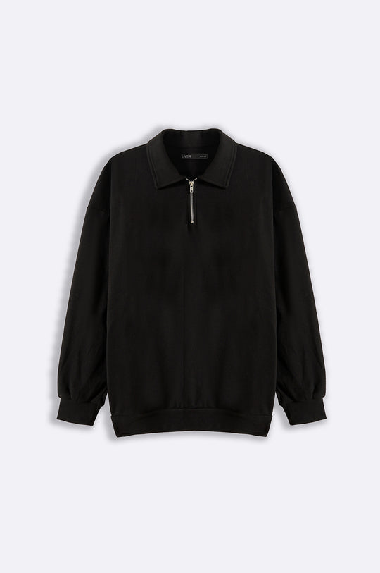 BLACK QUATER ZIP JUMPER