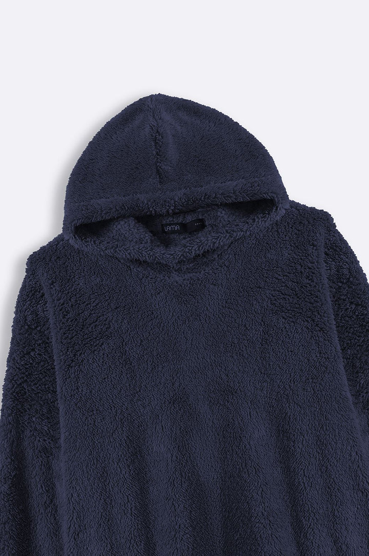 NAVY THE FUR HOODIE