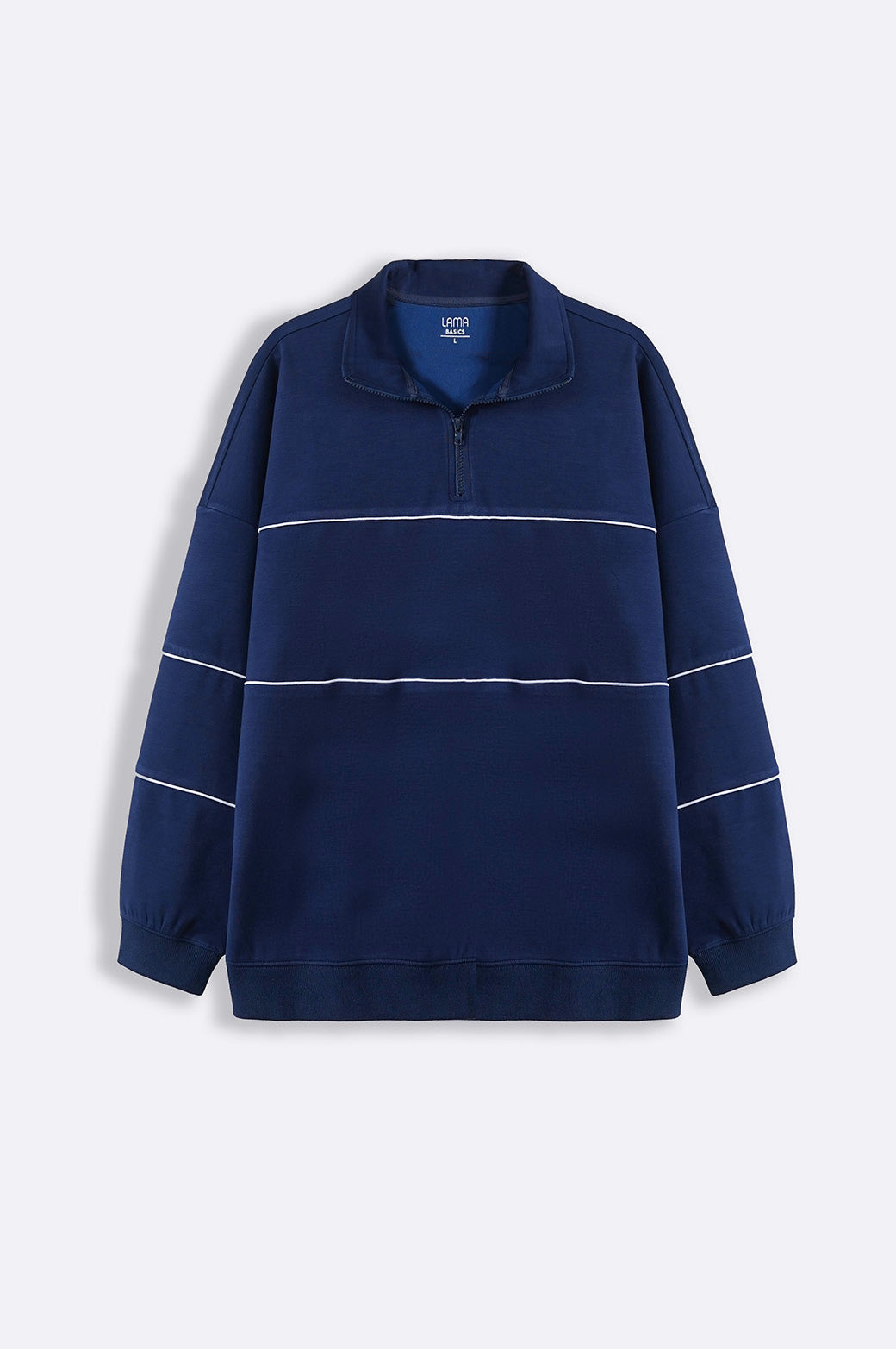 NAVY MOCK-NECK SWEATSHIRT