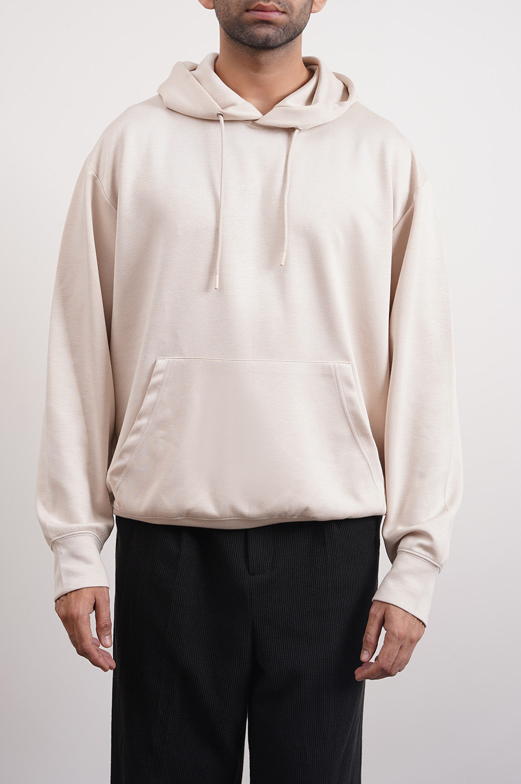 BEIGE PULL-OVER HOODIE