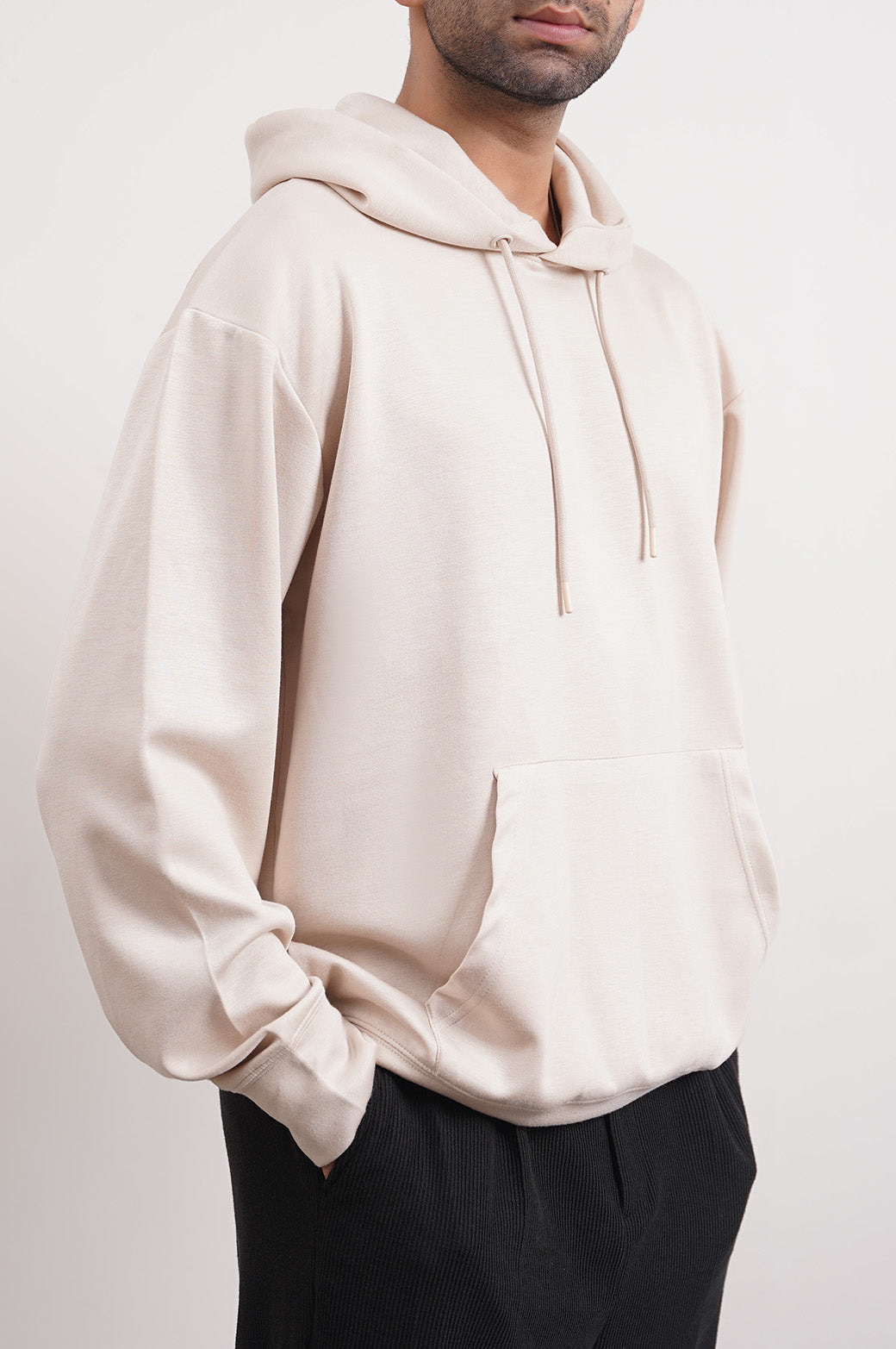 BEIGE PULL-OVER HOODIE