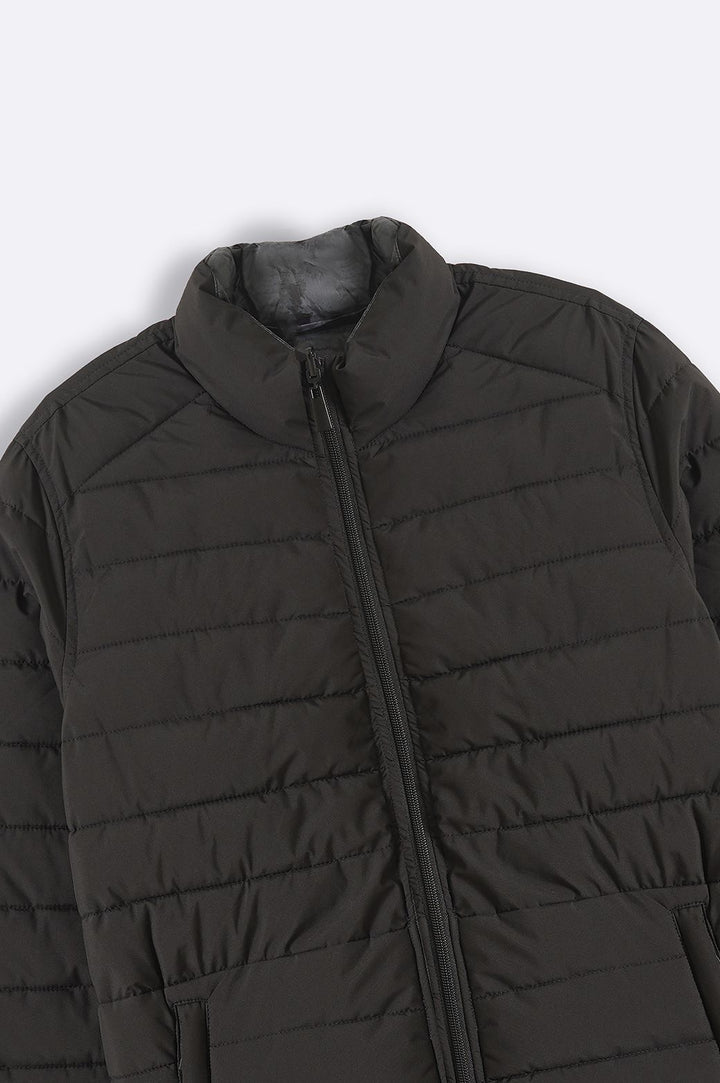 BLACK REVERSIBLE PUFFER JACKET