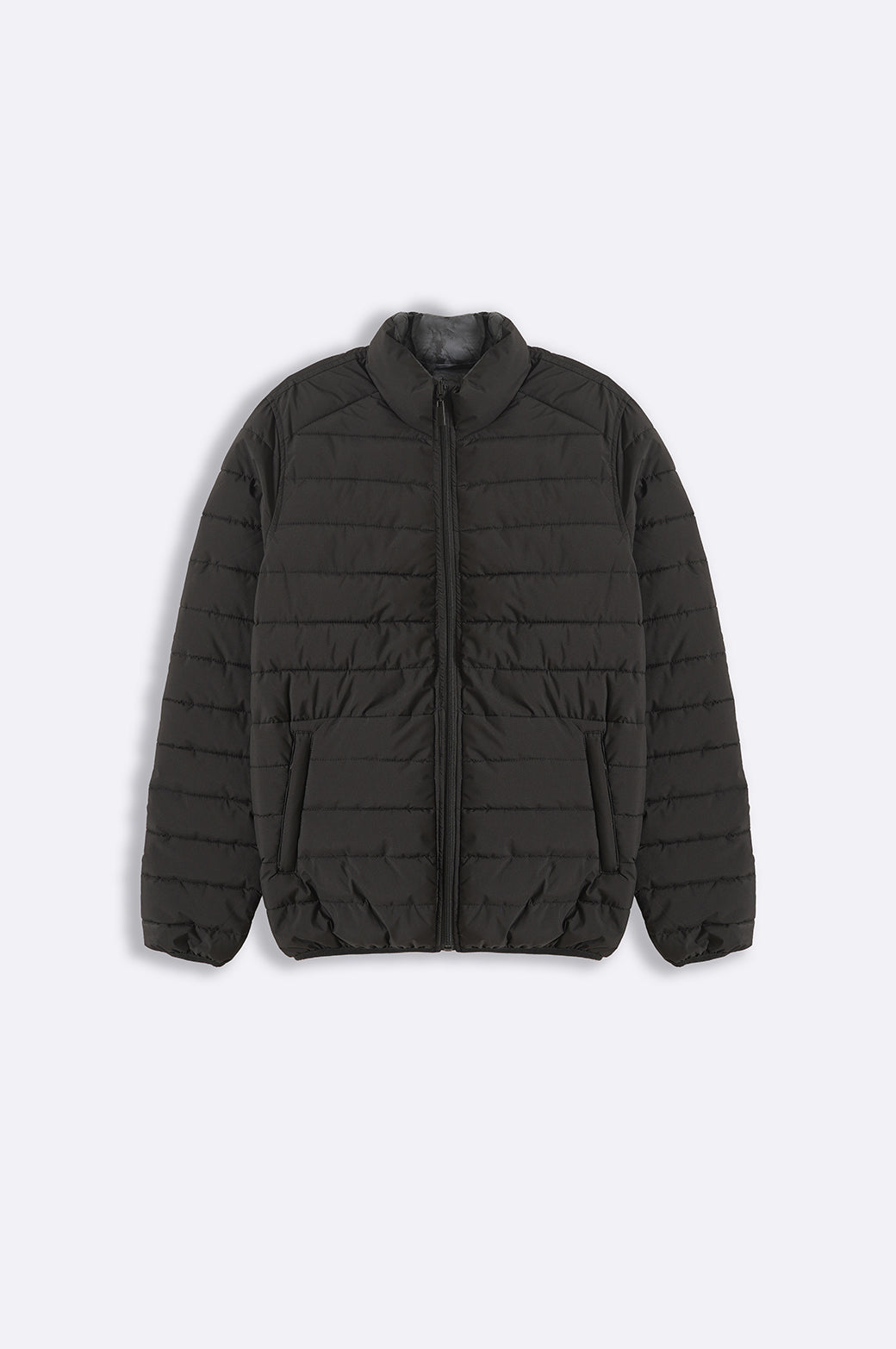 BLACK REVERSIBLE PUFFER JACKET