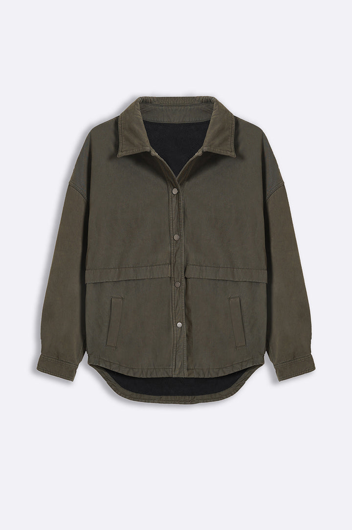 GREEN TWILL COTTON OVERSHIRT