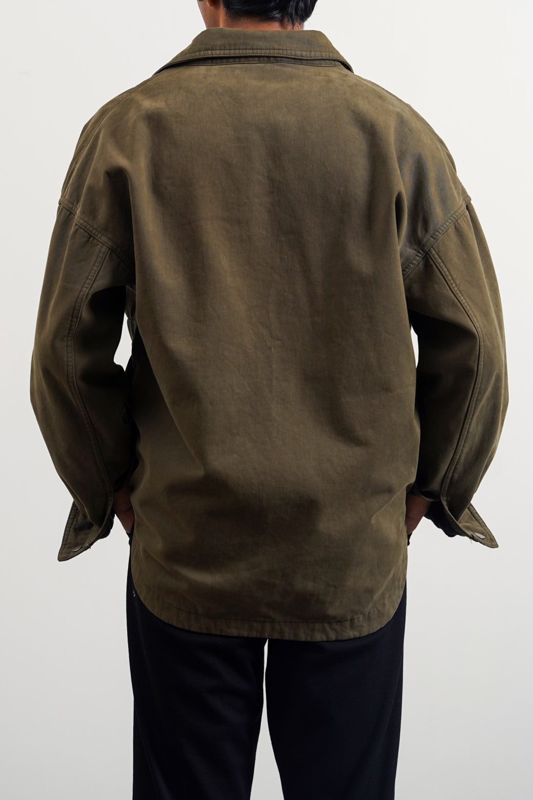 GREEN TWILL COTTON OVERSHIRT