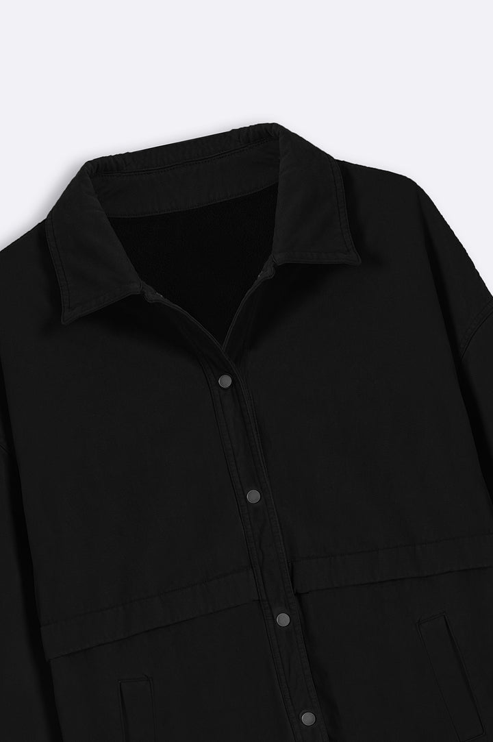 BLACK TEXTURED OVER SHIRT