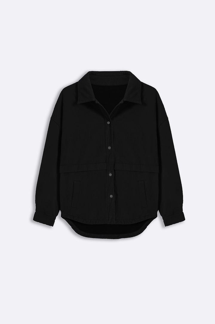 BLACK TEXTURED OVER SHIRT