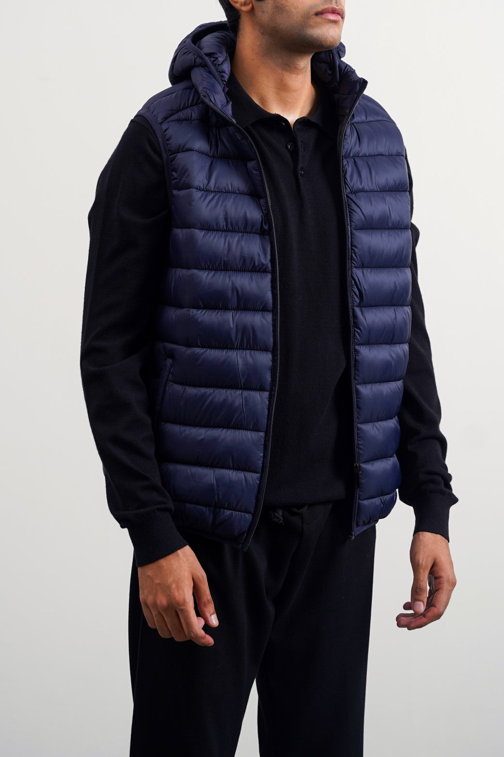 NAVY HOODED GILET