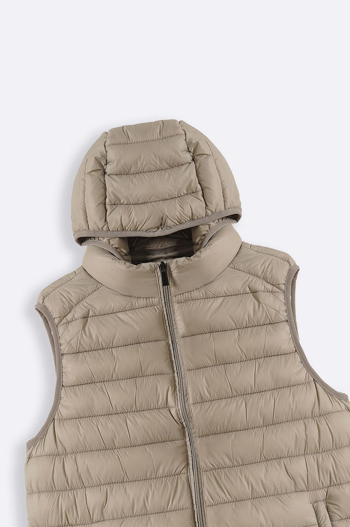 SAND HOODED GILET