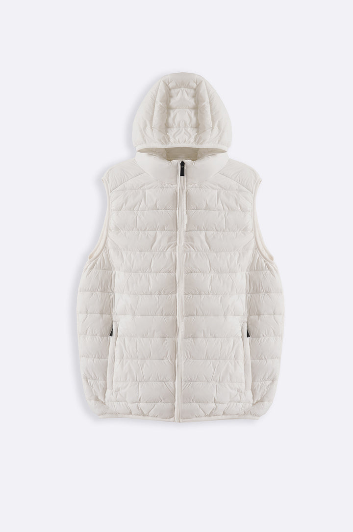 WHITE HOODED GILET