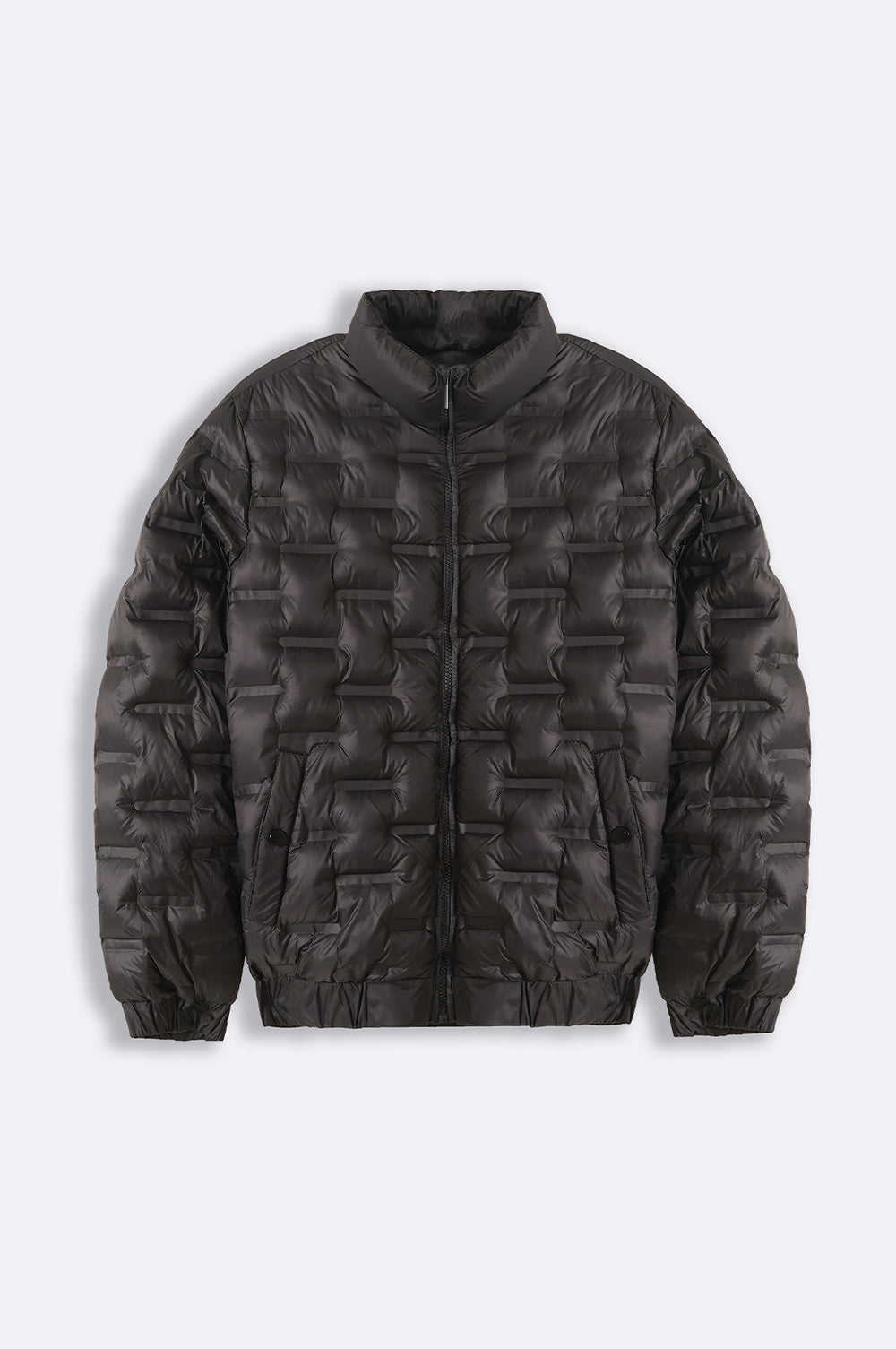 BLACK MATTE PATTERNED PUFFER