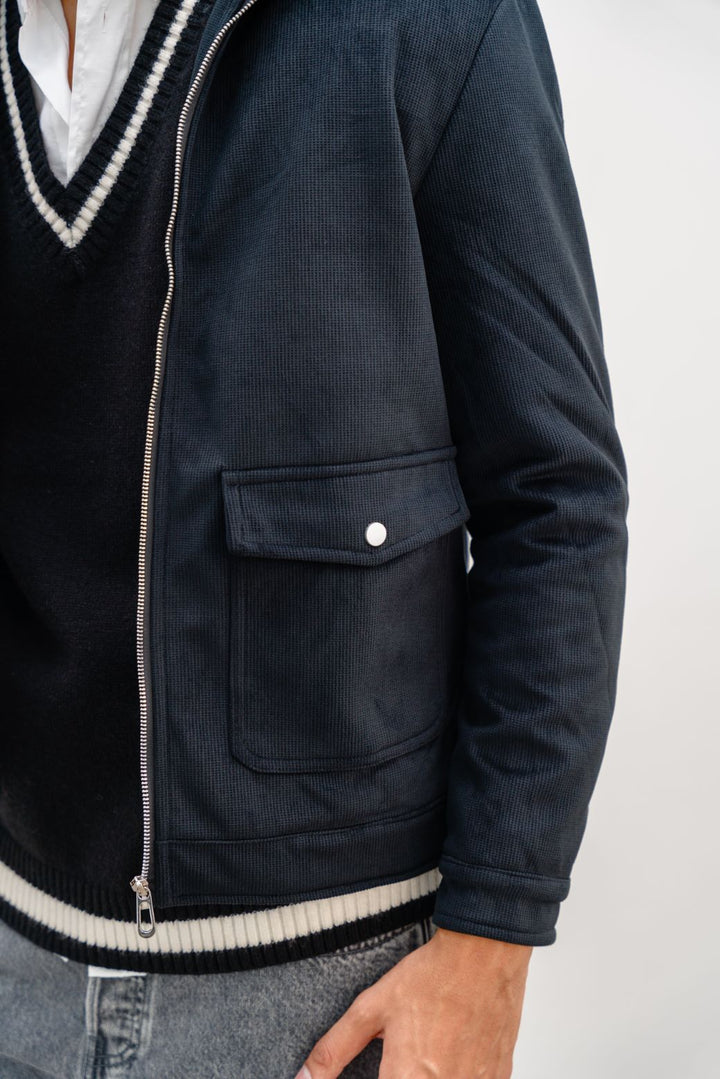 BLACK CORDUROY AVIATOR JACKET