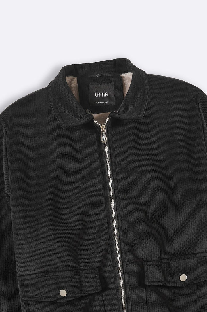 BLACK CORDUROY AVIATOR JACKET